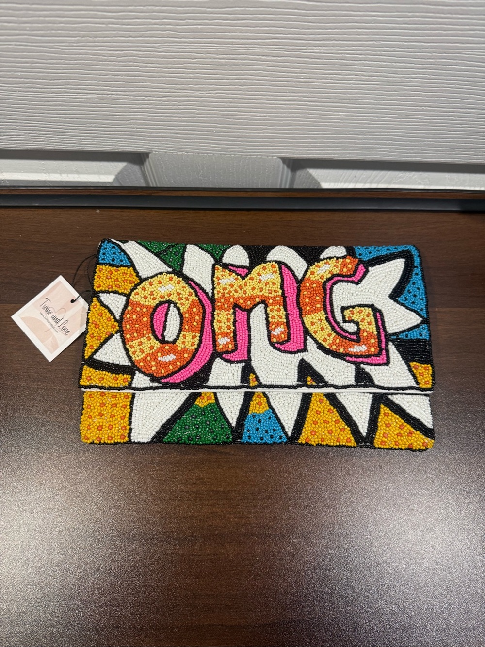 OMG Beaded Clutch Purse Twine And Love Colorful Pop Art